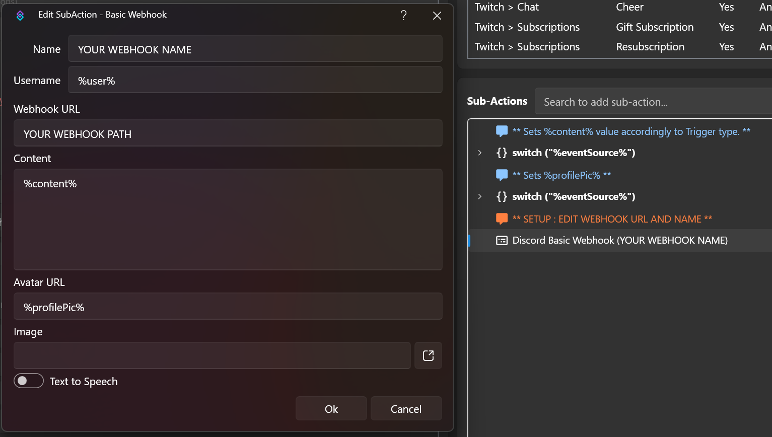 Streamer bot import window