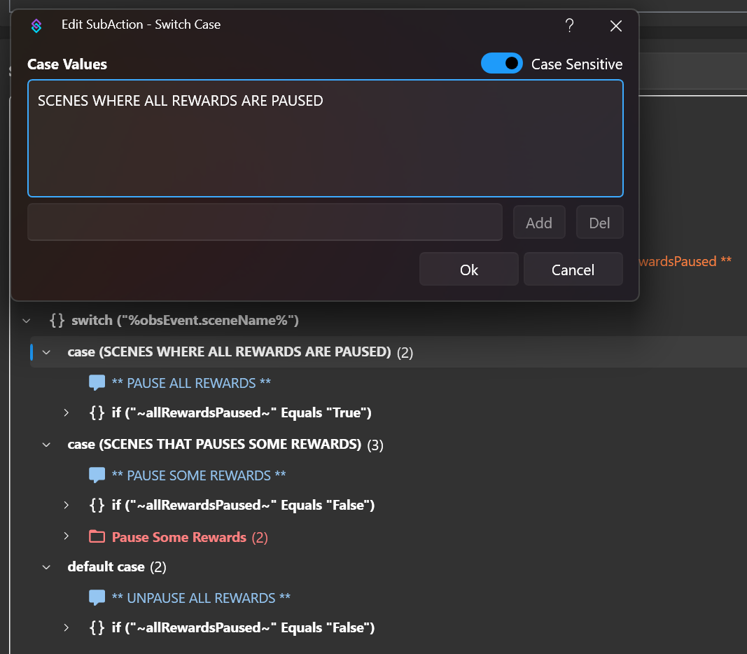 Edit the switch case